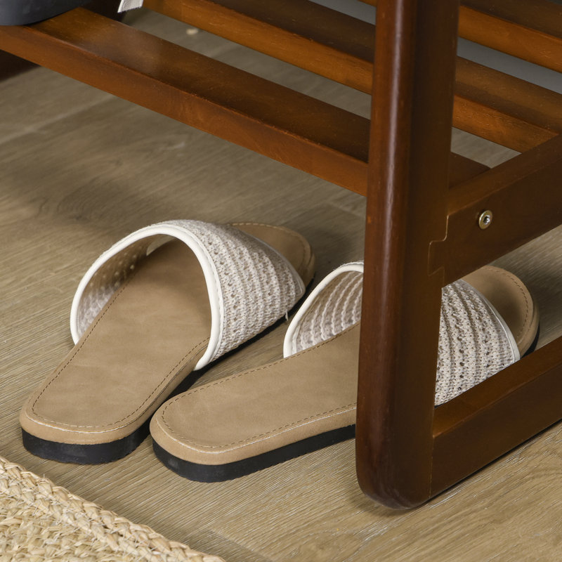 Banc de rangement en similicuir, Brun, Beige