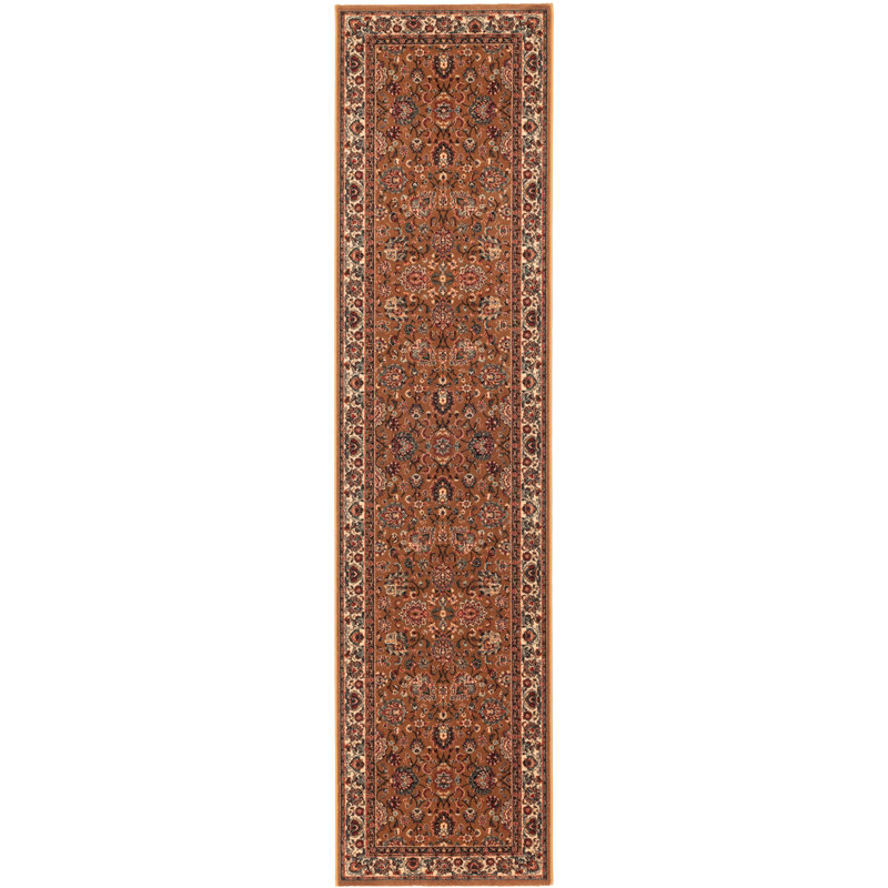 Branches Machine Woven Wool Dark Gold Rug, Runner 67 x 275cm