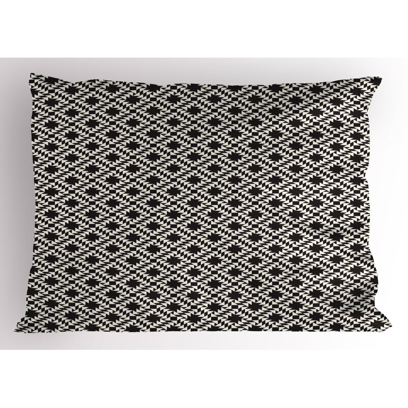 Ambesonne Ambesonne Geometric Pillow Sham 2 Pack Triangular Design Charcoal Grey Eggshell