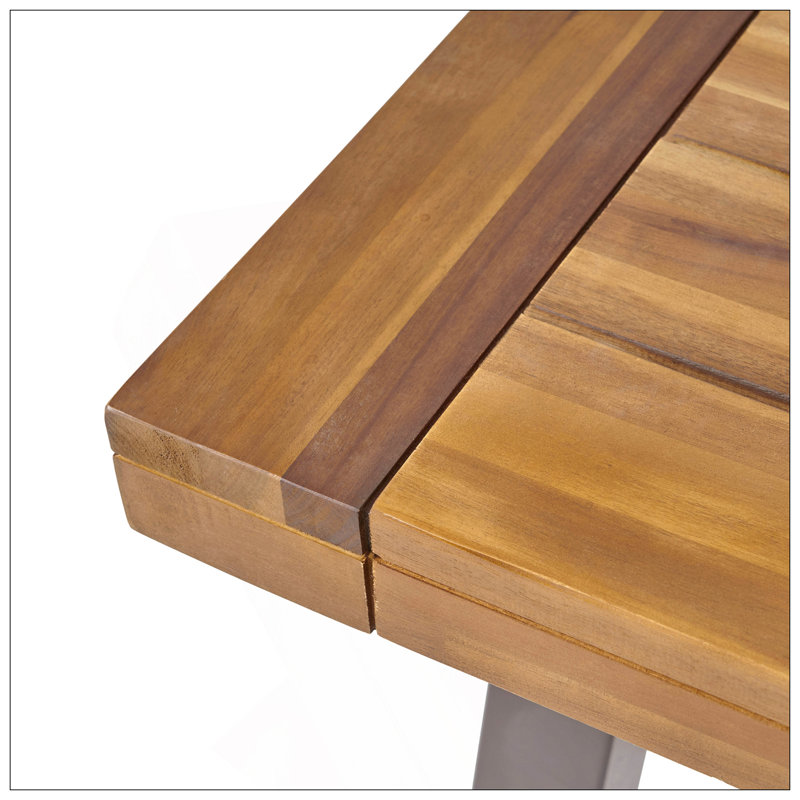 Table de salle à manger d'extérieur, Noir, Teck