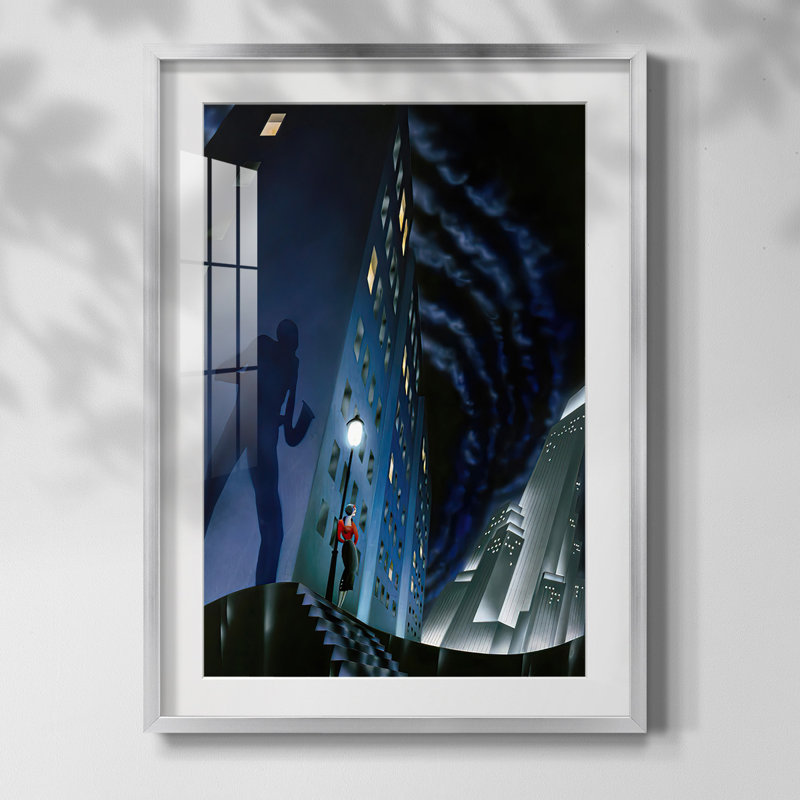 " The Shadow ", White, Silver Framed Paper
