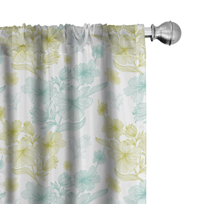 Retro Window Floral Semi-Sheer Rod Pocket Sliding Panel, 28" x 84"