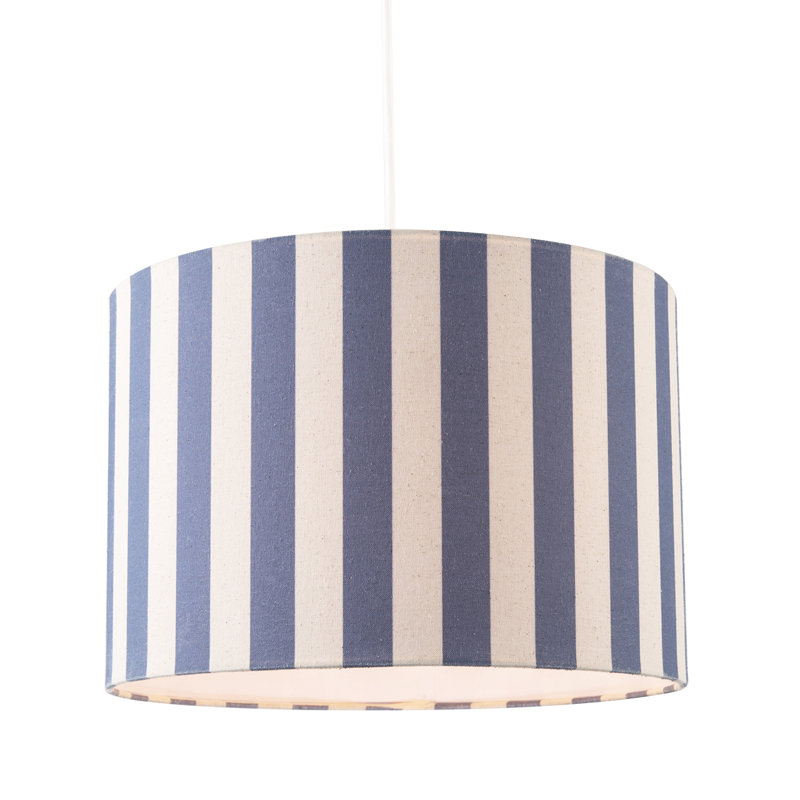 Linen Striped Lamp Shade With Fabric Inner By, Blue