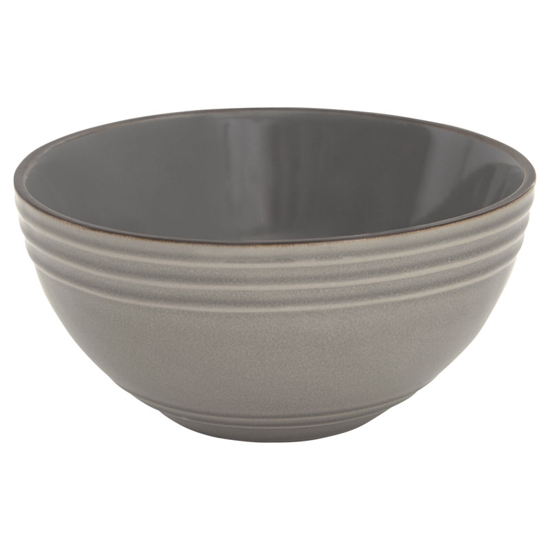 Grey Ceramic Ribbed Dinnerware Set, Service for 4