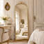 Miroir mural rétro arqué or rétro - miroir décoratif de style antique français orné, grand miroir de meuble-lavabo arqué pour entrée, cheminée, salon ou chambre à coucher, fixé au mur ou incliné-678059851-685518951
