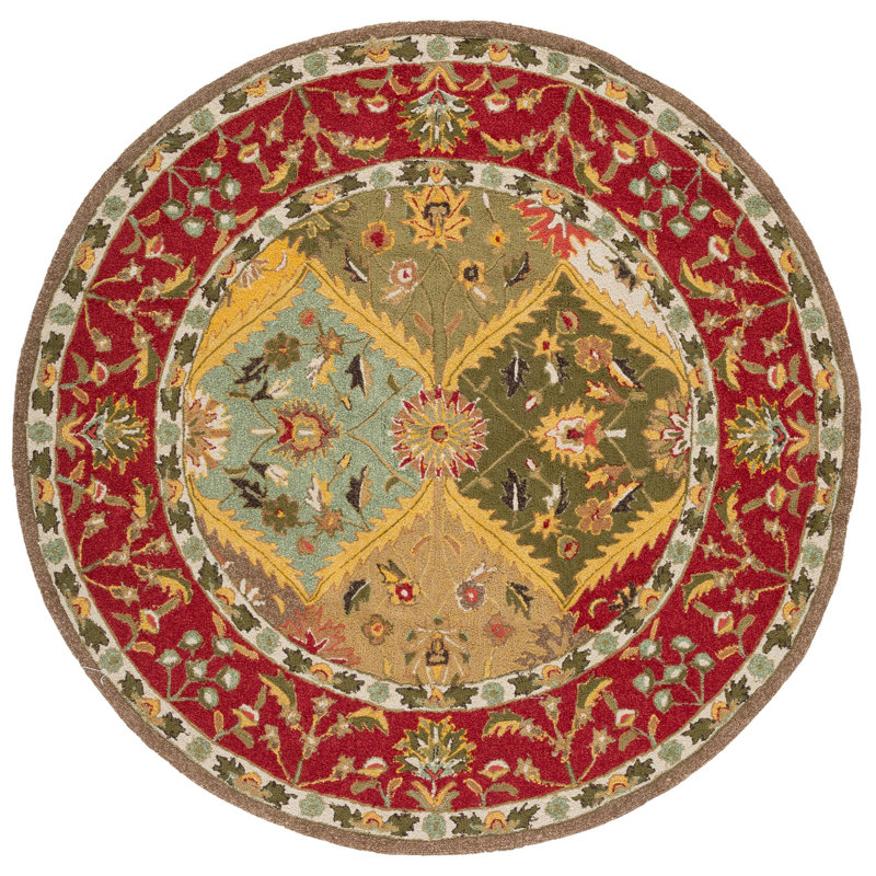 Karol Hand Hooked Performance Oriental Rug, Round 6'