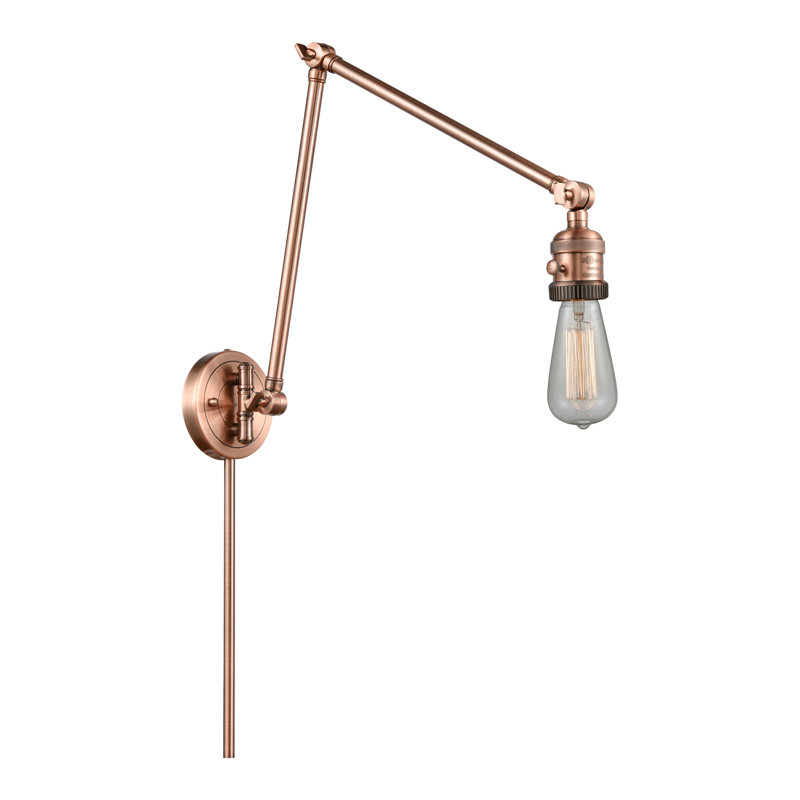 Lampe murale avec bras pivotant double 1 lumière Allaryce, Cuivre antique, Ampoule non incluse