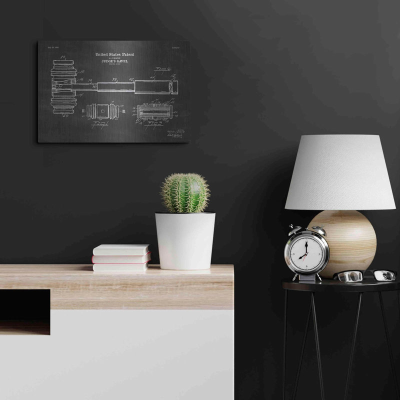 «Judge's Gavel Blueprint Vernis Tableau noir», art mural en métal, H 16 po x l 24 po