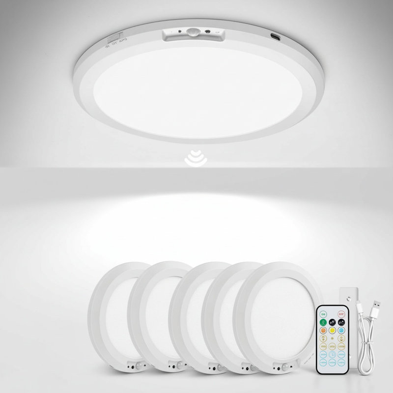 4-Pack 10,000mAh Rechargeable LED Ceiling Lights, Battery-Powered