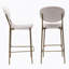 Ensemble de 2 tabourets de bar 29 po en velours avec dossier et repose-pieds 29 po (blanc crème)