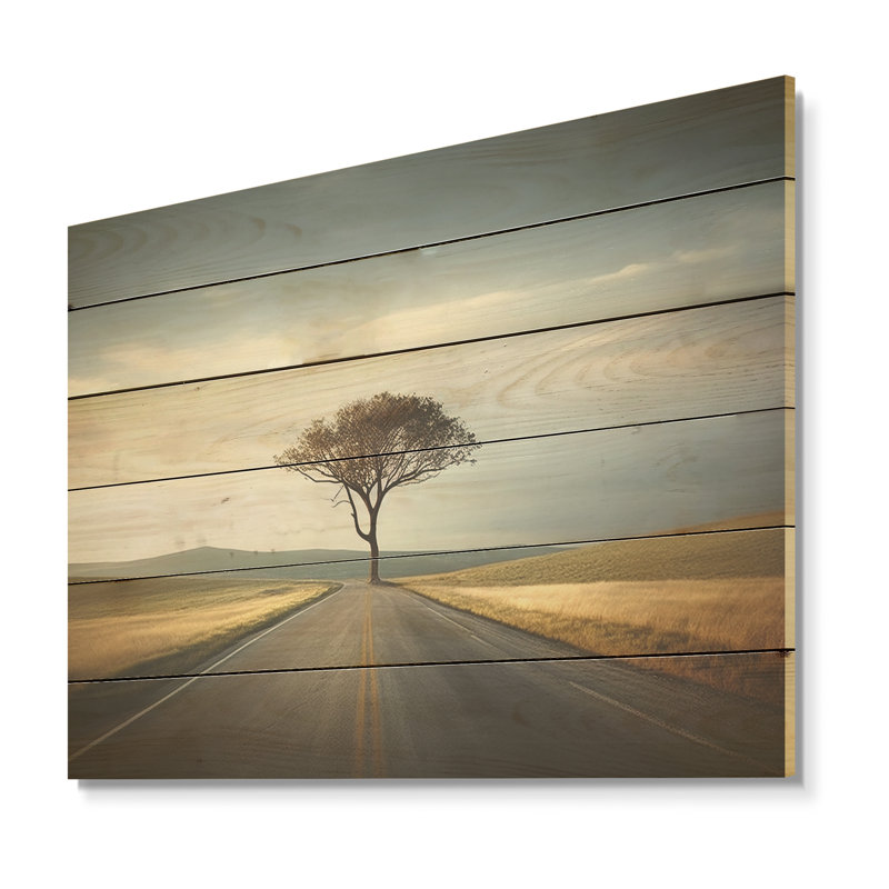 Photo d'autoroute, paysage sur la route - Art sur bois de route sur bois de pin naturel, H 10 po x l 20 po