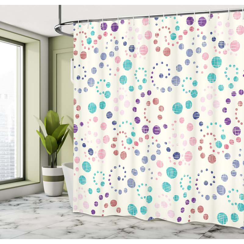 Ceil Blue Grunge Polka Dots Polyester Shower Curtain with Hooks