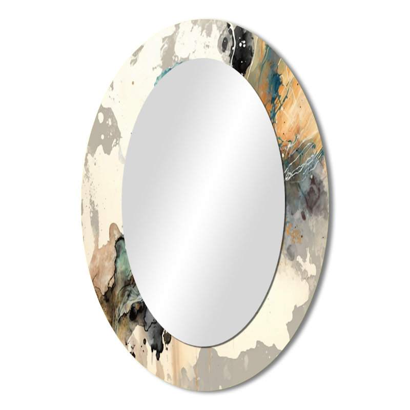 Jazz Rhythms In Shades Of Gray IV - Abstract Oval Decorative Mirror On Metal, 36" x 24"