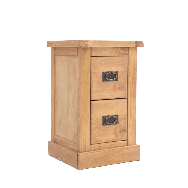 35cm W Plywood / Laminate Board Bedside Table, Waxed, Brass Handle