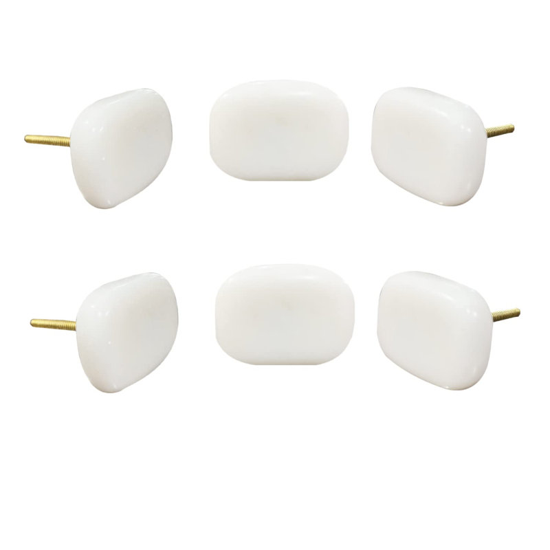 White Soft Cut Marble Knob