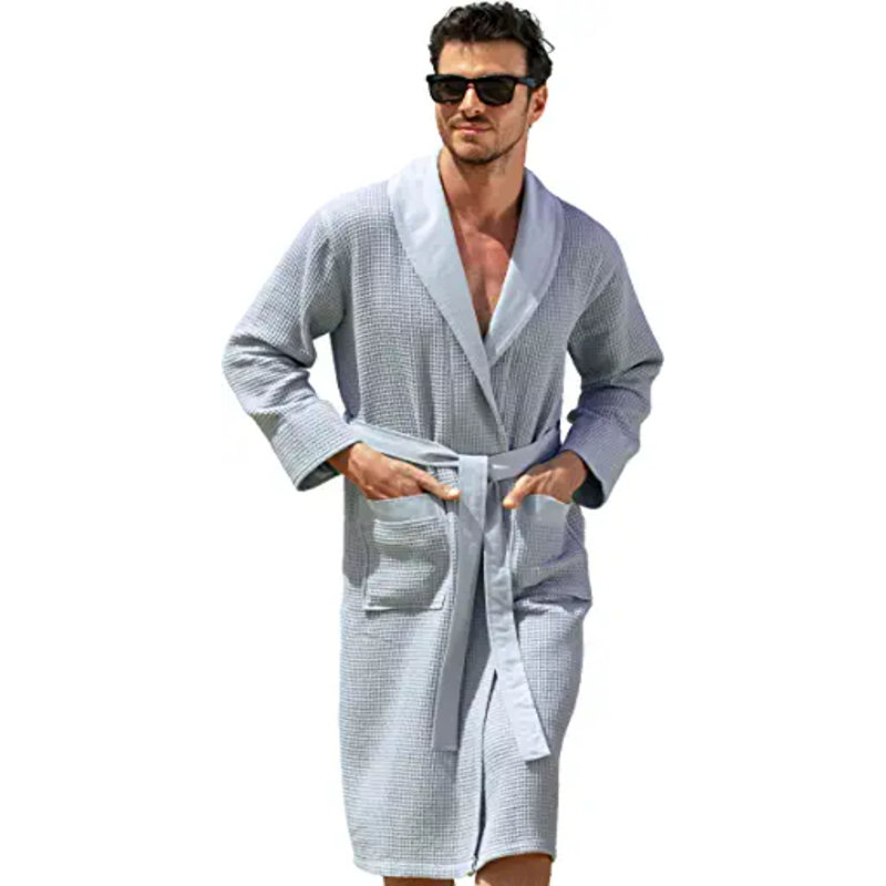Peignoir gaufré Madhi, Bleu/gris, TTG