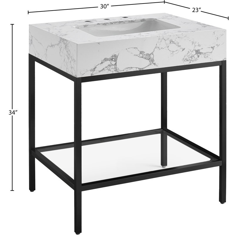Marmo 30" Single Bathroom Vanity, White, Matte Black