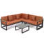 Ensemble de conversation d'extérieur en aluminium noir 3 pièces avec canapé, causeuse et table basse Zahava-660266783