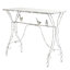 Console de 109 x 42 x 86 cm avec perchoir pour oiseau en fer vieilli, pieds torsadés, aspect blanc patiné. Un élément décoratif fantaisiste pour une entrée ou un couloir.