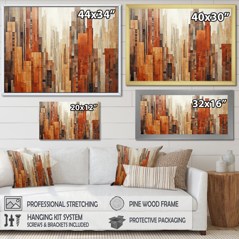 Caramel Colonnes Skycrapers Dream III - Skyscrapers, reproductions encadrées, Cadre simple noir, H 12 po x l 20 po x P 1 po