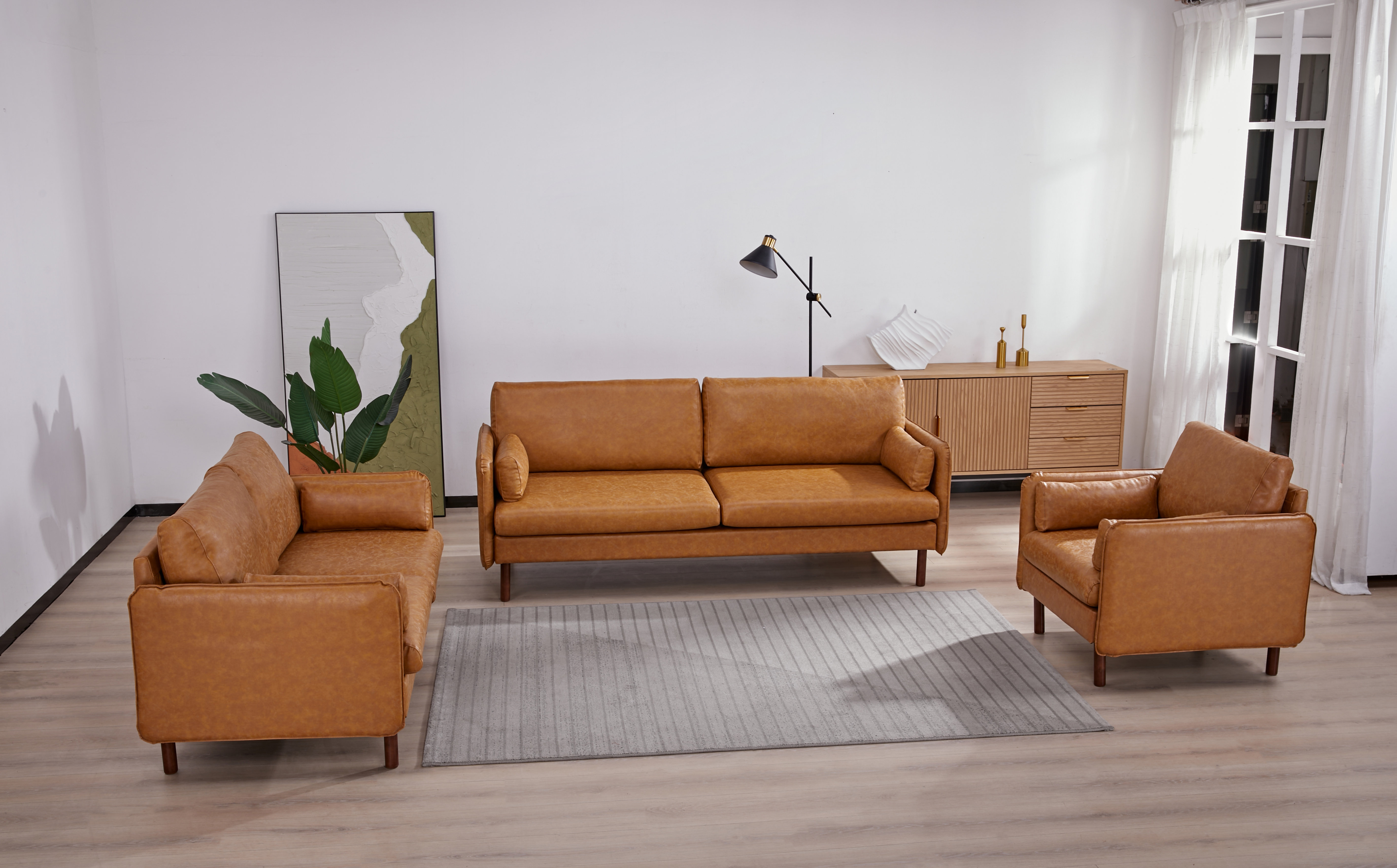 Ebern Designs Reachel 3 Piece Faux Leather Living Room Set - Wayfair Canada