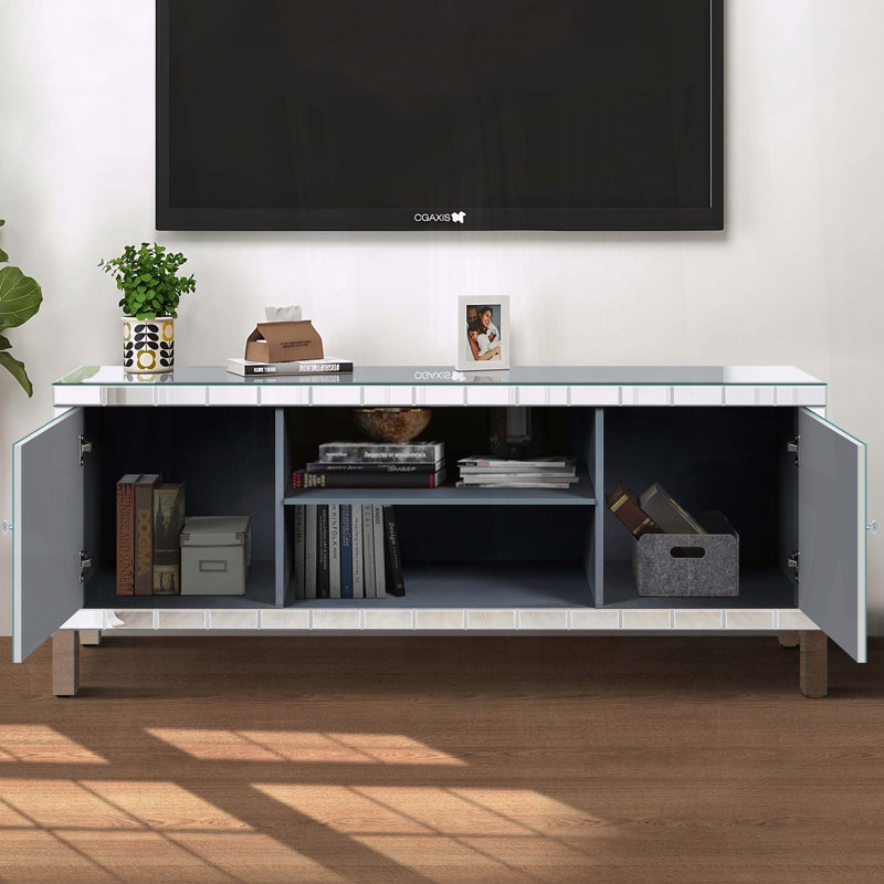 Console à miroir 47 po avec portes en verre Diamond
