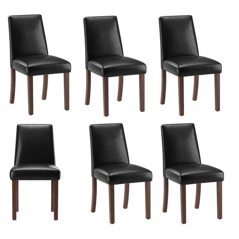 17.3'' Wide Modern Upholstered Fabric High Back Parsons Side Dining Chair with Solid Wood Legs, Black