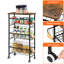 Chariot de cuisine à 4 niveaux avec plateau en bois et paniers grillagés, support de rangement mobile de 30,1 po