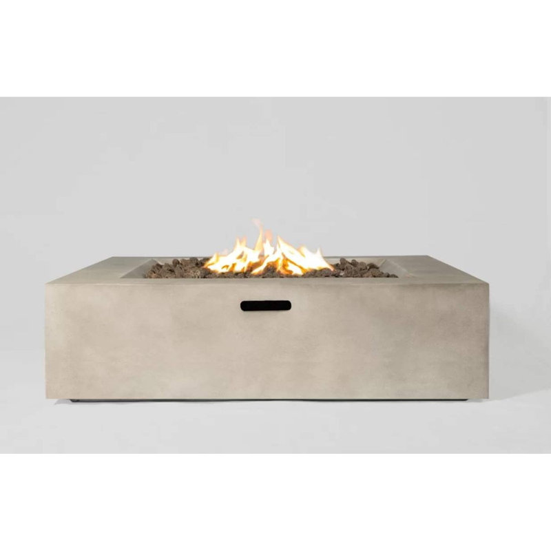 12" H Concrete Outdoor Fire Pit Table, 12.07" H x 42.07" W x 42.07" D, Natural/Gray