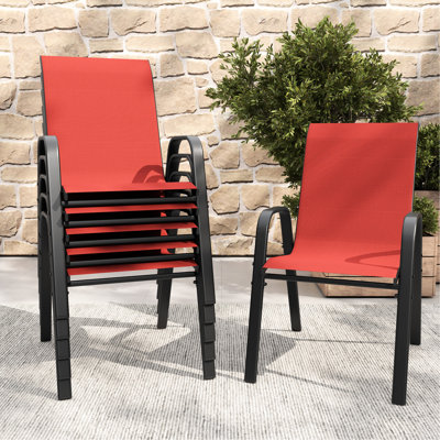 6 Outdoor Chair With Ergonomic Wide Seat And 350 Lbs Capacity, All-weather Rust- Frame Waterproof Fabric For Garden Patio Applications 6 Outdoor Chair Group, Ergonomic Design, Lbs Per Capacity,