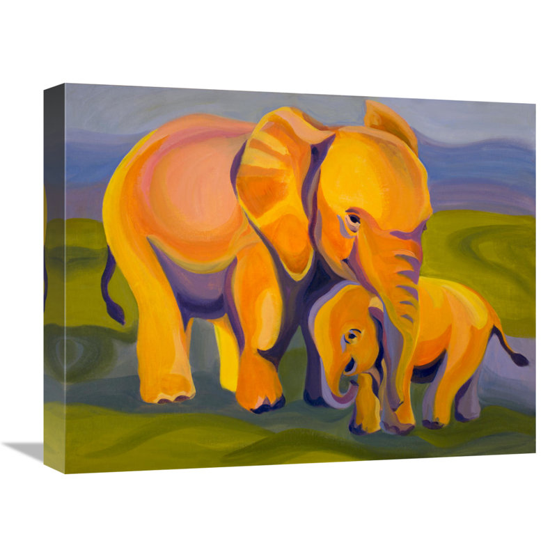 " Elephants " Print, 16" H x 20" W x 1.5" D, Stretched Canvas