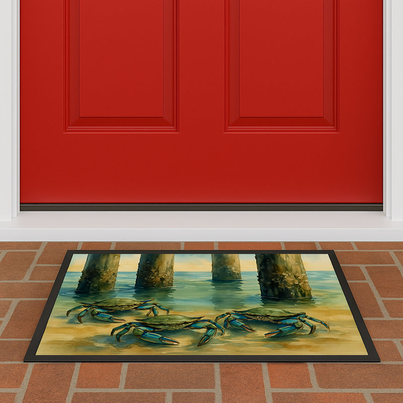 Crabs under the pier Doormat, 18" W x 27" L