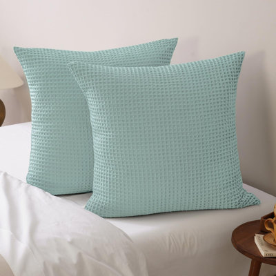 PHF Ultra Soft Waffle Weave Euro Shams Pillow Covers, No Filling, 2 Pack 26" x 26" Breathable & Skin-Friendly Pillow Shams