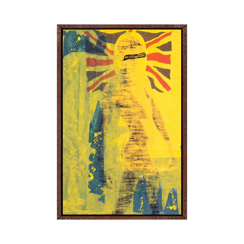 God Save the Queen 1 Piece Painting on Canvas, 66.04cm H x 45.72cm W x 3.81cm D, Classic Brown Wood Framed