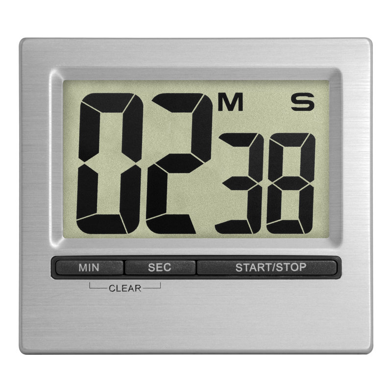 Digital Mechanical Tabletop Clock with Alarm, Silver