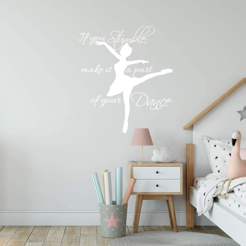 Décalcomanie murale «If you stumble Make it a part of your Dance Studio», H 20 po x l 17 po, Blanc