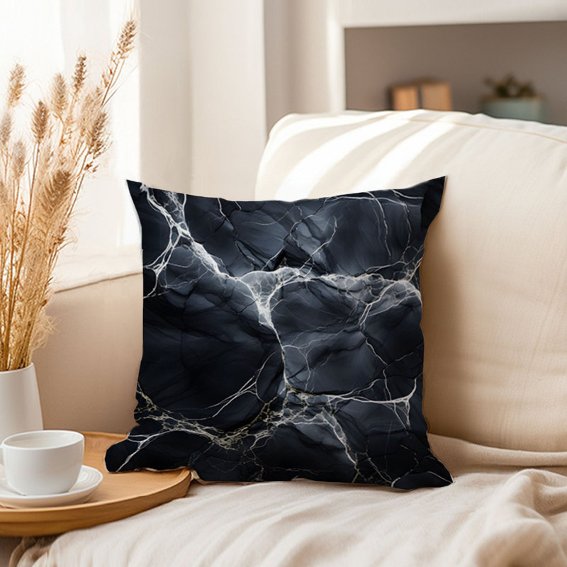 Abstract Black Marble Geode Symphony II Modern, 16"H x 16"W