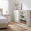 Ainsa 3-Drawer Bedside Table, Soft White Painted with Oak Effect Top