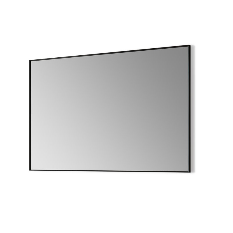 Metal Flat Wall Mirror, Black, 30" H x 48" W