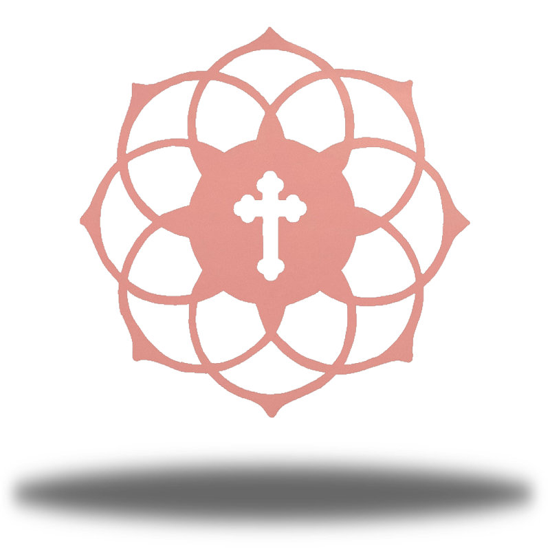 Décoration murale croix de mandala, H 24 po x l 24 po x P 0,06 po, Rose