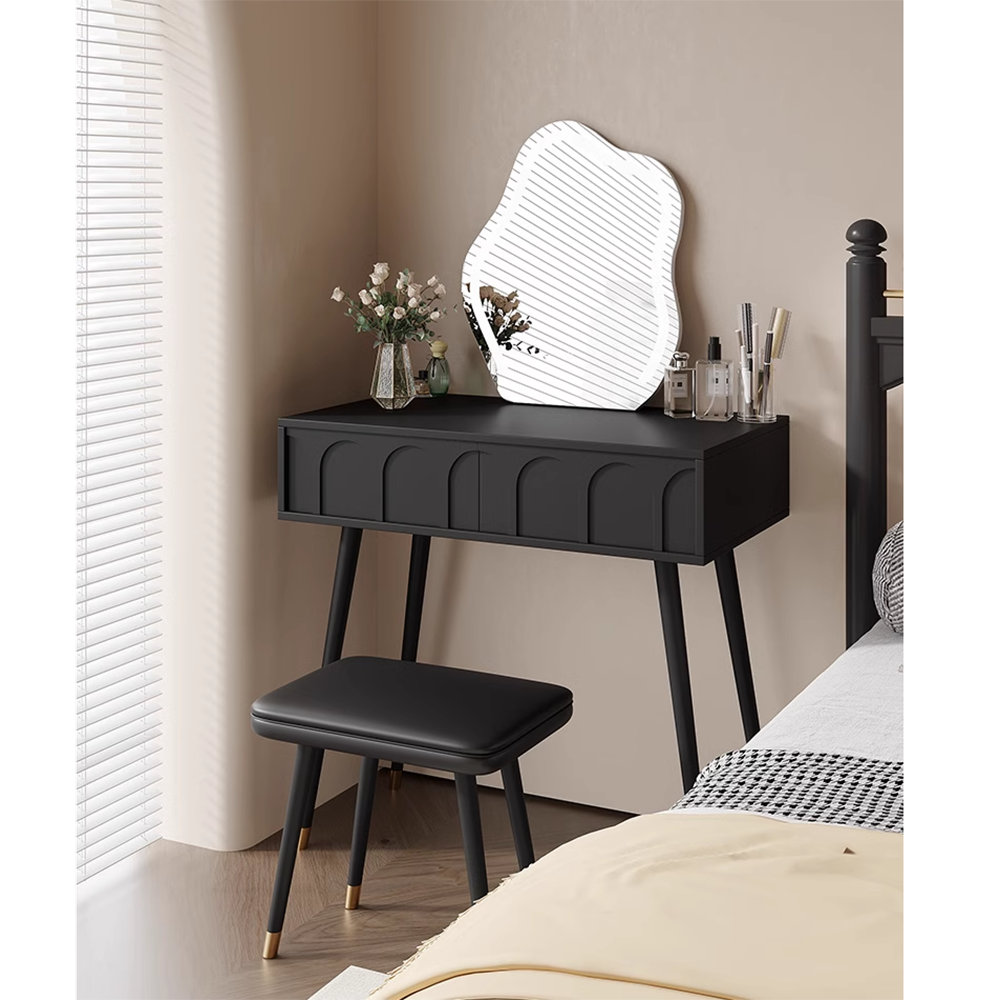 Vicco Coiffeuse Karen, Anthracite/Artisan, 110cm Avec Tabouret Et Miroir Led 96595983