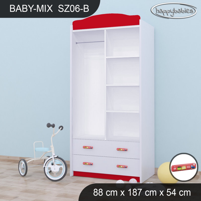 2 Door Wardrobe, Red
