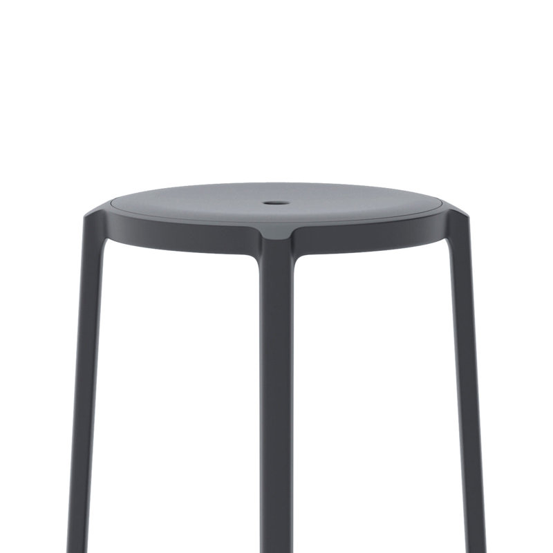On & On Recycled Plastic Seat by Edward Barber and Jay Osgerby, Counter Stool (24.75" Seat Height), Black