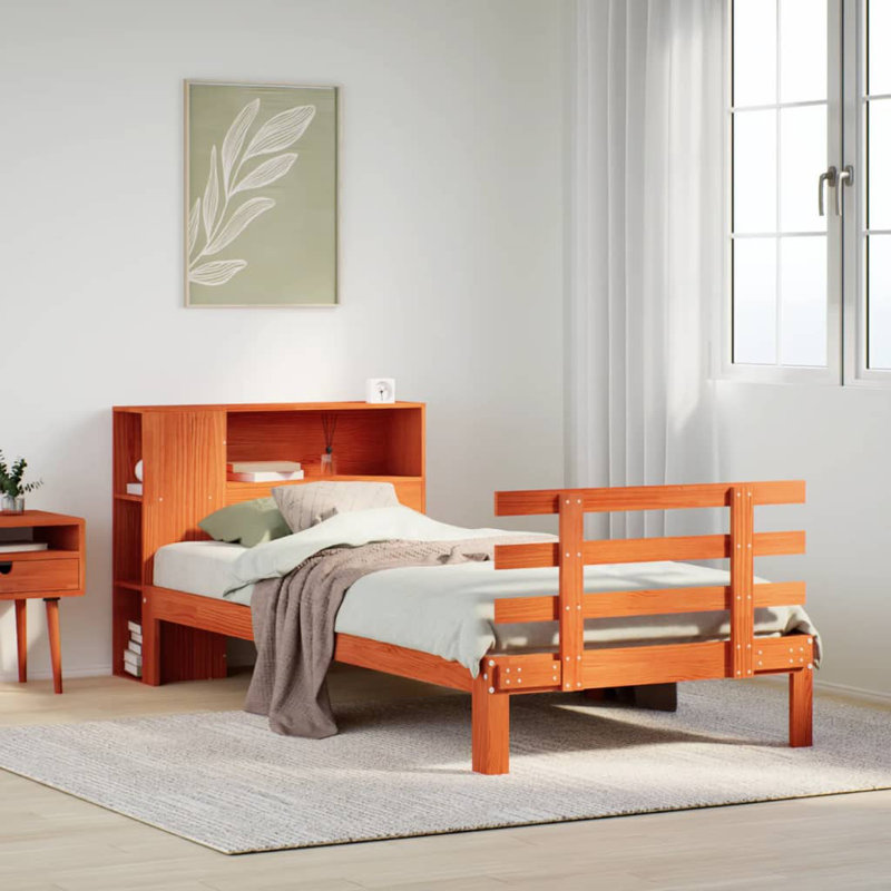 Pendergrass Solid Wood Bed, Wax brown, 100cm x 200cm