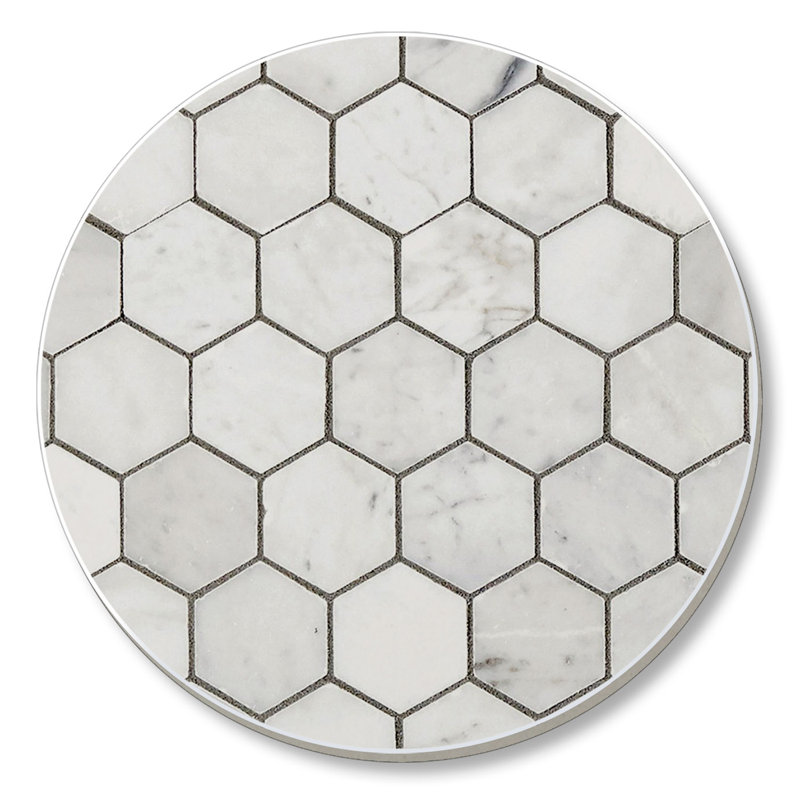 Sous-verres en pierre absorbants - ensemble de 4 - hexagone de Carrare