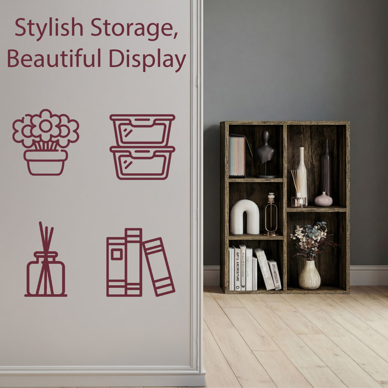Cube Storage Unit With Open Shelving Modern Multi-Purpose Storage Organiser for Living Room Bedroom & Office, Dark Wood
