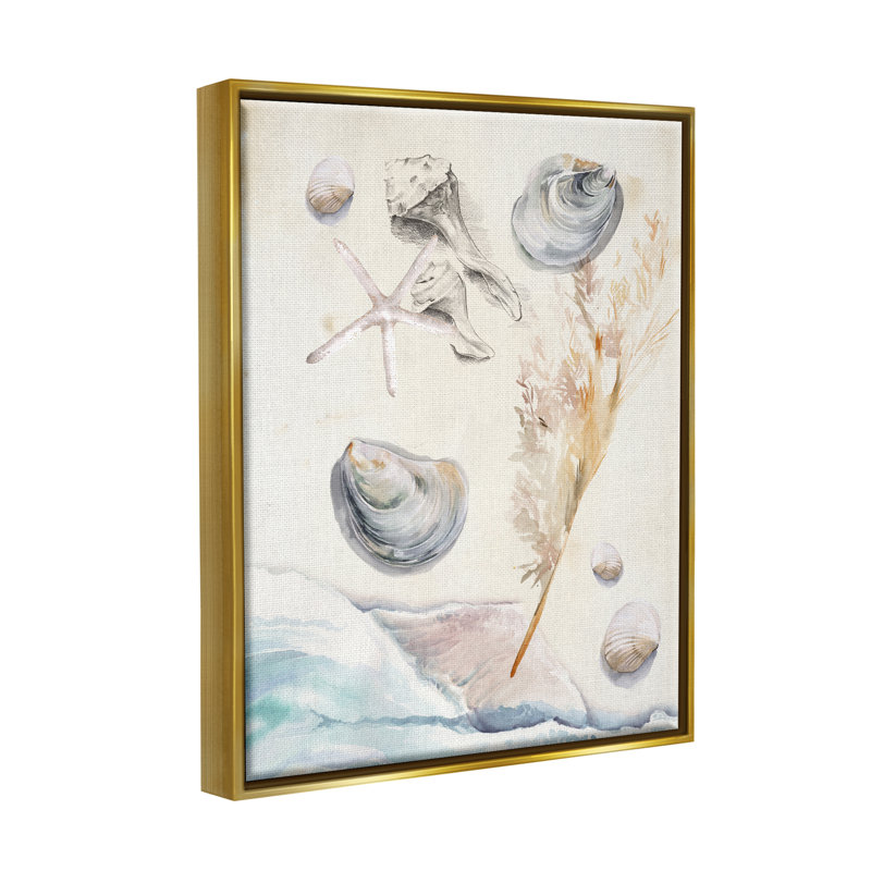 «Beach Shore Splashing Sea Shells Floater», art mural par Jennifer Paxton Parker, H 31 po x l 25 po x P 1,7 po