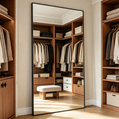 Full Body Floor Mirror, Bedroom Full Body Mirror With Bracket, Can Be Tilted, Standing Or Hung Horizontally/Vertically For Use
