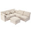 Canapé d'angle modulaire beige de 220 cm (86,6 po) avec dossier ergonomique, deux accoudoirs amovibles et siège confortable pour un salon spacieux et accueillant.