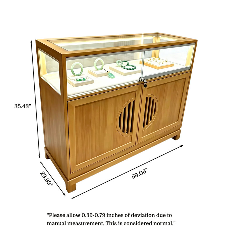 59.06 " W Solid Wood Jewelry Armoire, 35.43" H x 59.06" W x 23.62" D